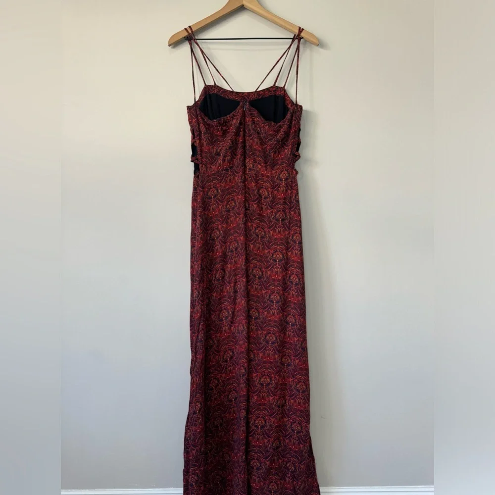 Abercrombie & Fitch boho print side cut outs faux wrap maxi dress medium